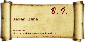 Badar Imre névjegykártya